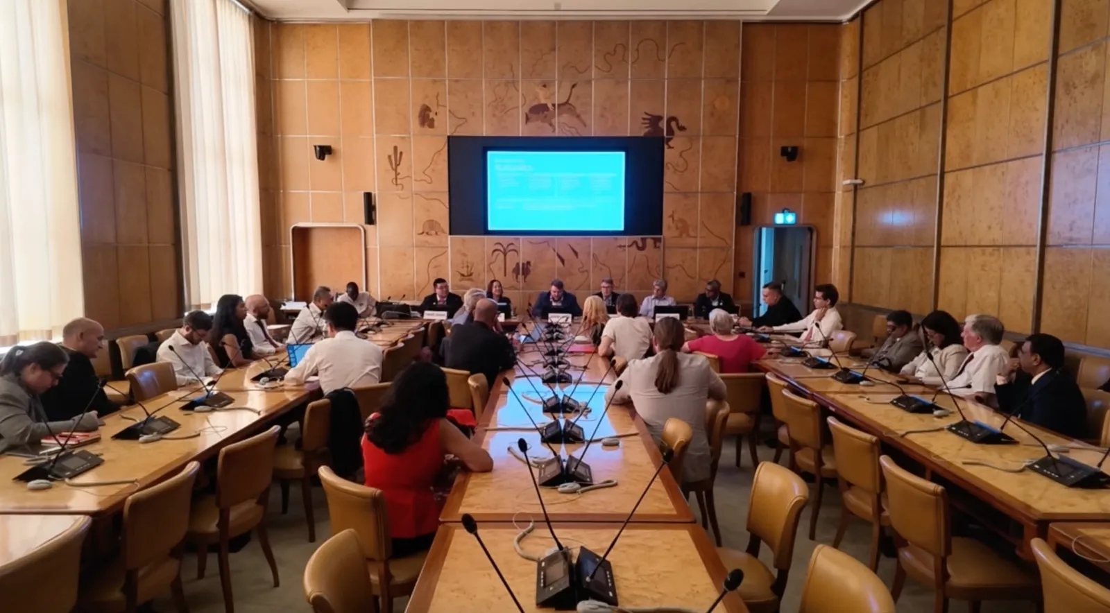 The AIFOD Independent Review Board in session at the Palais des Nations, Geneva